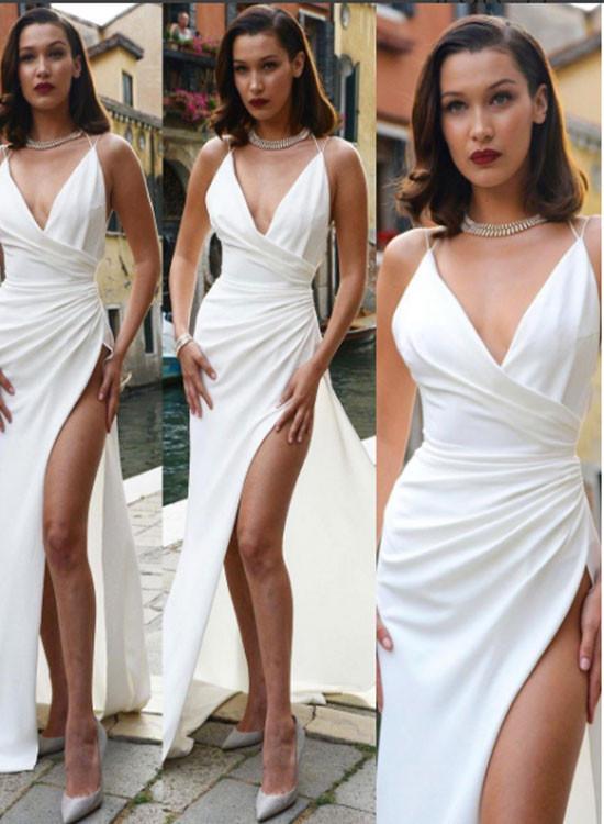 white v neck dress