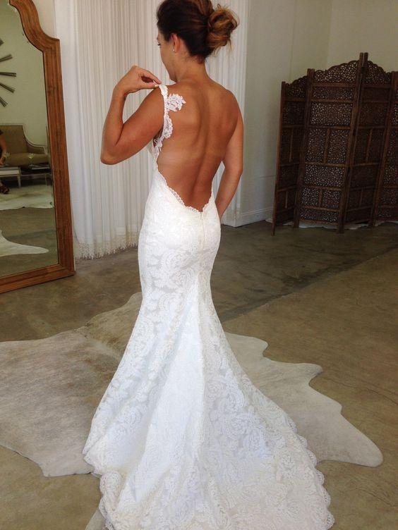 Backless Spaghetti Strap Mermaid Wedding Dress